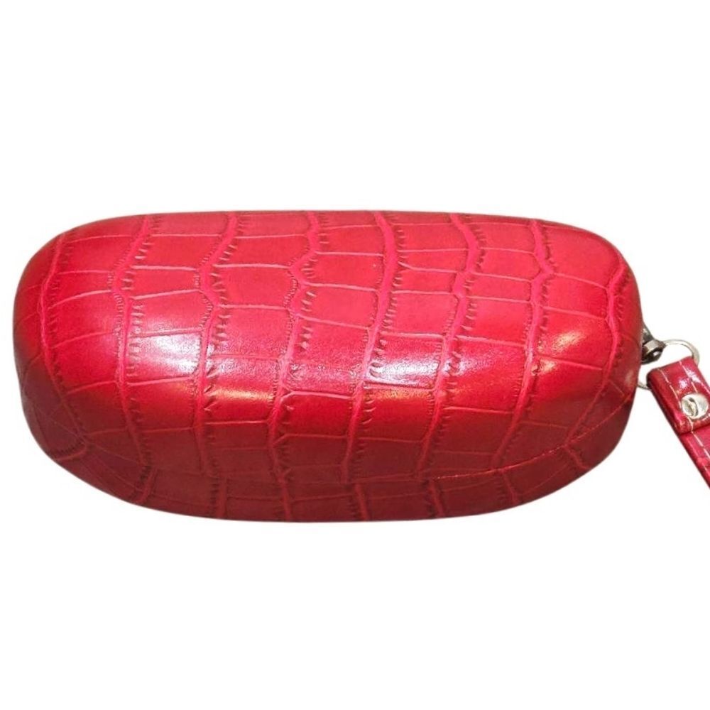 Genesis Red Crocodile Print Hard Eye Glass Case w/Strap